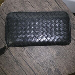 Bottega Veneta Black Leather Zippered Accessory